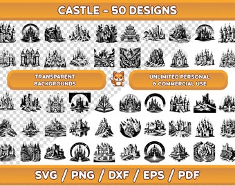 Castle Silhouette SVG Bundle: Fairytale Clipart (Digital Art)