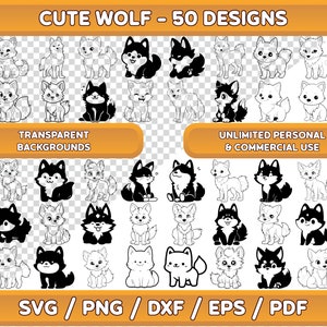 Wolf svg bundle, Wolf png, Wolf Clipart, Cartoon Wolf, Cute Wolf, Fox svg, Kawaii svg, wolf svg file, wolf svg cricut, wolf vector, dog svg