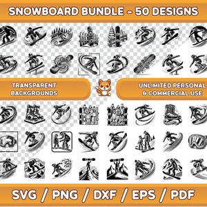 Bundle d'art de snowboard, svg de snowboard, png de snowboard, art mural de snowboard, clipart de snowboard, art numérique de snowboard, dxf de snowboard, snowboard