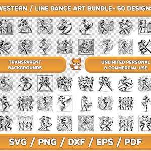 Pacote de arte de dança em linha, svg de dança em linha, clipart de dança em linha, png de dança em linha, arte de parede de dança em linha, arte digital de dança ocidental, arte de dança ocidental