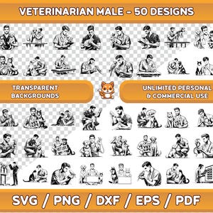 Male Veterinarian Art Bundle, Vet svg, Vet png, Vet Clipart, Vet Wall Art, Vet Digital Art, Vet Silhouette, animal doctor svg, vet vector