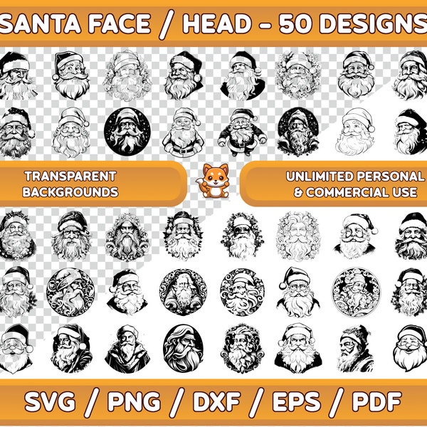 Santa Face svg Bundle, Santa Head svg Bundle, Santa Clause svg, Cute Santa Face svg, Funny Santa Claus Face svg, Santa Bundle svg, svg Santa