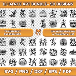 Ensemble d'art de danse DJ, DJ danse svg, clipart de danse DJ, danse house png, art mural de danse boîte de nuit, art numérique de danse, art numérique ravers