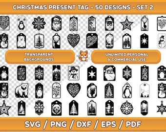 Christmas Gift Tag SVG Bundle, Holiday Designs (50+), Cut Files