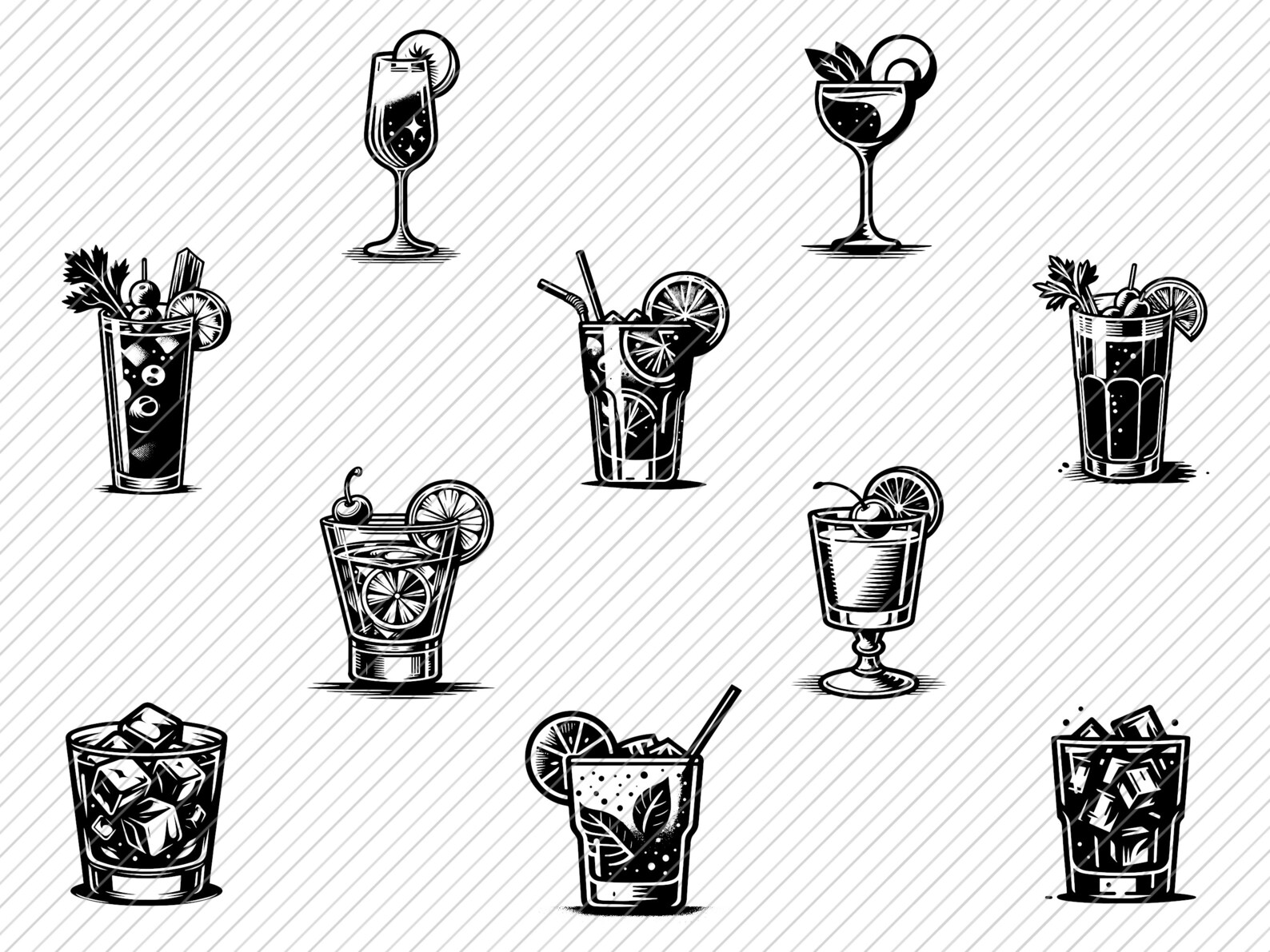 Cocktail SVG Bundle, Drinks Clipart (50 Designs) (digital Download) - Etsy