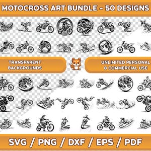 Pacchetto di arte digitale Motocross, Motocross svg, Motocross Clipart, Motocross Silhouette, Pacchetto SVG Motorsport, Motocross png, Dirt Bike svg