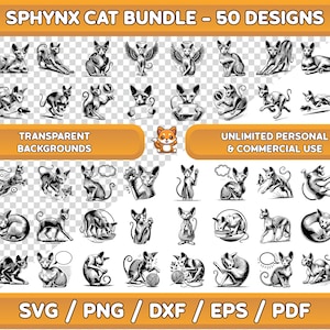 Sphynx Katze SVG Bundle, Sphynx Katze Clipart, Sphynx Katze PNG, Sphynx Katze Wandkunst, digitale Wandkunst, druckbare Wandkunst, Katzenkunst für Cricut