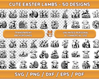 Easter Lamb SVG Bundle: Spring Clipart, Sheep Designs (Digital Download)