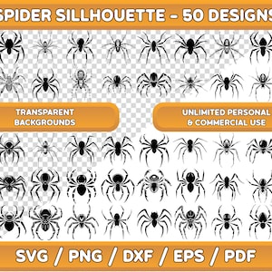 Spider SVG Bundle: Halloween Silhouette Clipart (Digital Download)