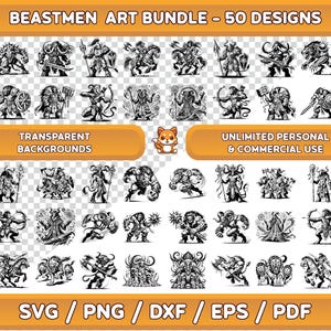 Paquete de arte de hombres bestia, hombres bestia svg, dnd svg, hombres bestia png, arte de pared de hombres bestia, imágenes prediseñadas de hombres bestia, mazmorras y dragones svg, dnd imágenes prediseñadas, bestias