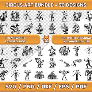 Circuskunstbundel, circus svg, circus png, circus clipart, circus muurkunst, circus digitale kunst, circus Cricut, circus silhouet, clown svg