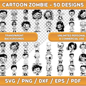 Zombie svg bundle, Cartoon Zombie, Zombie Bundle, Monster svg, Kawaii svg, Halloween Cut Files, Zombie svg, Zombie png, Zombie Clipart