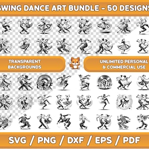 Swing Dance-bundel, Swing Dance svg, Swing Dance Clipart, Swing Dance png, Swing Dance kunst aan de muur, Swing Dance digitale kunst, Swing Dance kunst