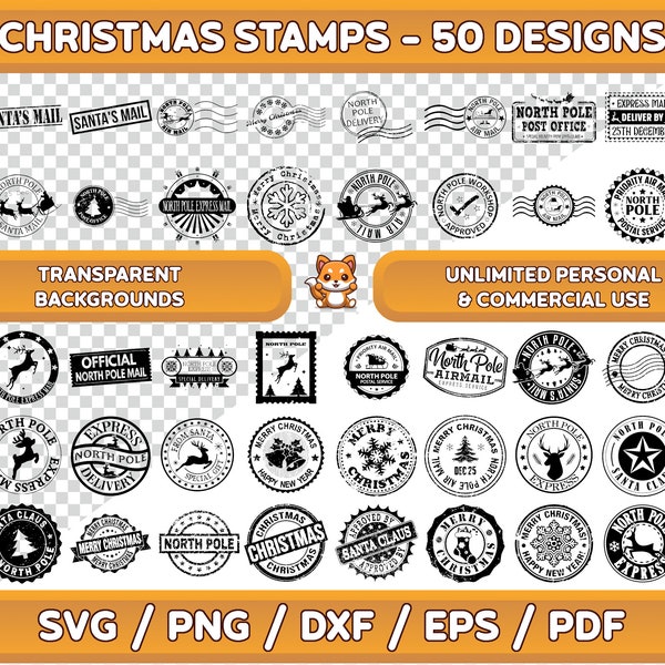 Christmas Stamps svg Bundle, North Pole Stamps svg Bundle, Special Delivery svg Bundle, Santa Mail svg, Postage Stamp svg,  Postage Seal svg
