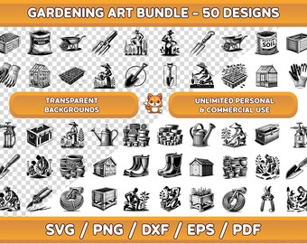 Trädgårdskonstpaket: 50 designer, verktyg, blommor (digital nedladdning)