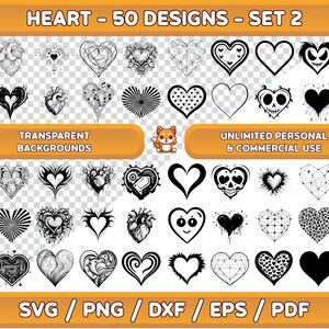 2. Paquete de svg de corazón, svg de corazón, png de corazón, imágenes prediseñadas de corazón, corazón para Cricut, svg de amor, svg de San Valentín, png de San Valentín, paquete de San Valentín, corazón