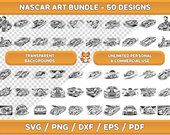 Paquete de arte de NASCAR, SVG de NASCAR, Clipart de NASCAR, Silueta de NASCAR, PNG de NASCAR, SVG de deportes de motor, Clip Art de deportes de motor, Paquete de arte digital de NASCAR