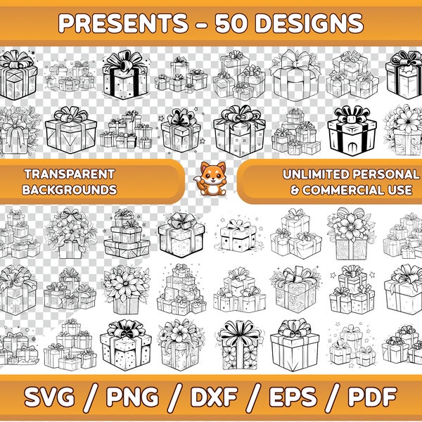 Presents SVG Bundle, Birthday Presents SVG, Christmas Presents SVG, Flowered Presents svg, Santa Present svg, Present Box svg, Gift Present