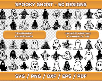 Ghost SVG-bundel, Spooky Halloween-clipart (digitale download)