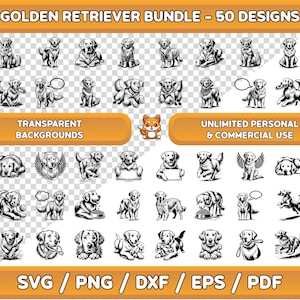 Golden Retriever svg Bundle, Golden Retriever Clipart, Golden Retriever png, Cachorro svg, Raça de Cachorro svg, Cachorro png, Cachorro Clipart, Golden Retriever