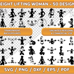 Paquete SVG de mujer de levantamiento de pesas, Mantenerse en forma svg, Hacer ejercicio svg, Fitness svg, Modo Bestia svg, Archivos de corte de fitness, Levantamiento de pesas svg, paquete svg