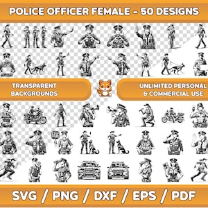 Arte de policía femenina, SVG de policía, PNG de policía, Clipart de policía, Arte mural de policía, Arte digital de policía, Silueta de policía, Policía para Cricut