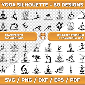 Yoga Silhouette SVG Bundle: Fitness Clipart (Digital Download)