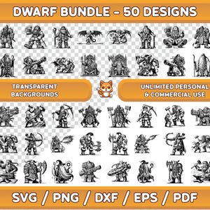 Dwerg SVG-bundel: Dungeons & Dragons Fantasy Designs (digitale download)