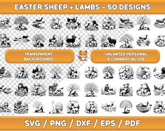 Easter Sheep & Lamb SVG Bundle: Spring Clipart (Digital Download)