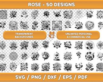 Rose SVG Bundle: Floral Designs, Clipart (Digital Files)