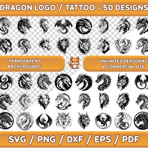 Dragon Svg Bundle, Dragon Face svg, Dragon tattoo, Dragon Silhouette, Dragon png Bundle, Dragon Cut File, Dragons Head, Dragon Clipart,