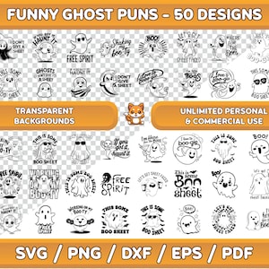 Spooky Cute Ghost SVG bundle, Ghost Pun svg, Funny Ghost png, free spirit svg, boo-ty svg, Halloween svg, Halloween Wall Art, Halloween png