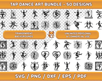 Tap Dance Art Bundle: 50 Designs, Dancer Graphics (Digital Download)