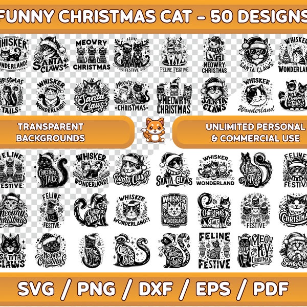 Funny Christmas Cat svg Bundle, Christmas Cat svg, Funny Cat svg, Christmas Cat png, Funny Cat png, Cat Clipart, Christmas Decor, Cat svg