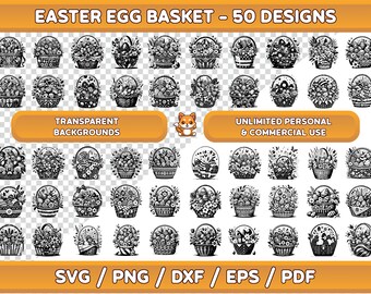 Paquete SVG de cestas de Pascua: diseños para las fiestas de primavera (descarga digital)