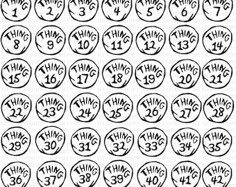 Thing 1-42 SVG Clipart: Layered Cut Files (Digital Download)