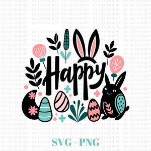 Happy Easter PNG Svg, Kids Easter PNG SVG, Colored Easter tshirt sublimation file, easter happy png svg