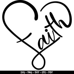 Faith Heart Cross SVG, Faith Clipart, Circut Silhouette T-shirt Design, Png, Pdf, dxf, eps, Iron transfer, Circut Silhouette, Download files