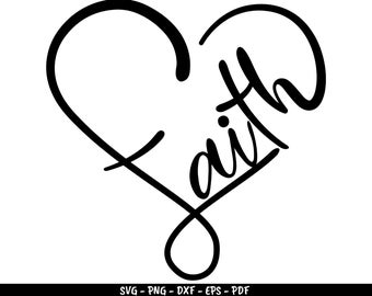 Faith Heart Cross SVG: T-Shirt Design Clipart (Digital Download)
