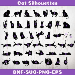 KATZEN Bundle SVG, KATZEN Svg Schnittdateien für Cricut, Katzen Clipart, Katzen Silhouette Sehen, Kätzchen Sehen, Katzen Silhouetten Wollen