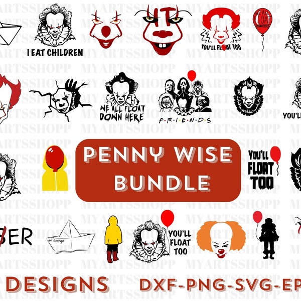 It Pennywise Svg Bundle Layered Item, Horror characters svg , Friends SVG, Penny Wise Clipart, Halloween svg, Digital Vector Cut Files