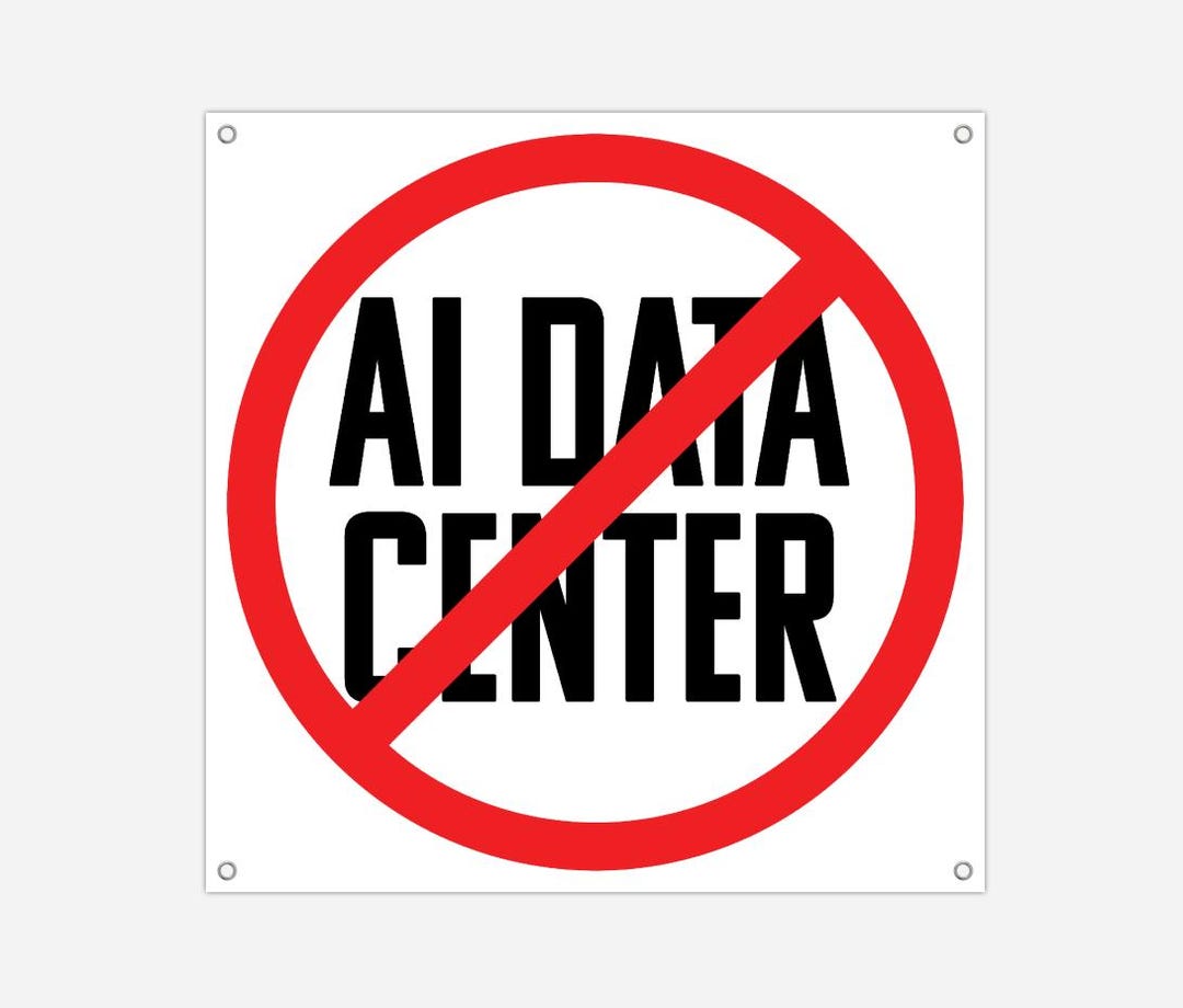NO AI Data Center Banner 3 x3 Outdoor Vinyl Protest Sign With no-ai-data-center-banner-3-x3-outdoor-vinyl-protest-sign-with