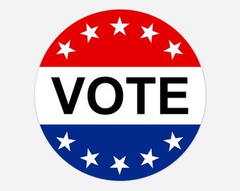 VOTE Stickers – Election Sticker Roll Round 2"x2" – Durable Water-Resistant Get Out To Vote Stickers – Protest, Event, Handout