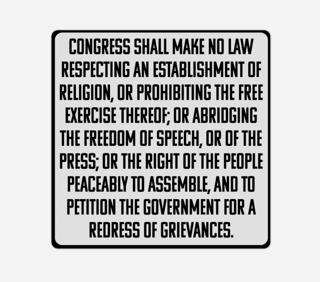 Stickers First Amendment Freedom of Religion Speech Protest Plastic ...