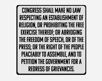 Stickers First Amendment Freedom of Religion Speech Protest Plastic Stickers Bumper Decal Durable Protest Handout
