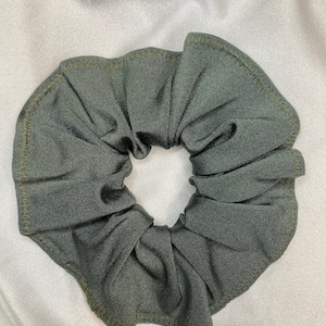 Handmade Scrunchie New Hair Tie Metallic Army Nylon Spandex. Size: Large.