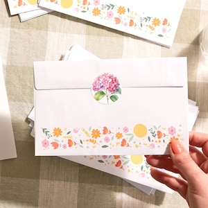 Envelopstickers hortensia | Ronde bloemenlabels 1,5 inch | Glanzende of matte afwerking | Aangepaste bruiloft, briefpapier of logozegels 13 kleuren
