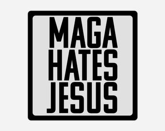 Naklejki "MAGA nienawidzi JEZUSA" Pro Jesus Emphathy Anti-Maga Przezroczystość Plastikowe naklejki na zderzak Trwały protest