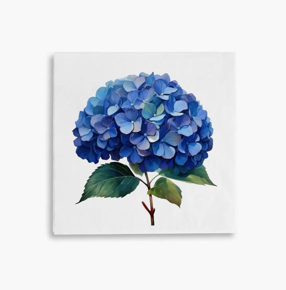 50 Blue Hydrangea Paper Napkins | Luxury Floral 3-Ply Party Napkins | Wedding, Shower, Brunch, Tea Party Decor | 2 Sizes