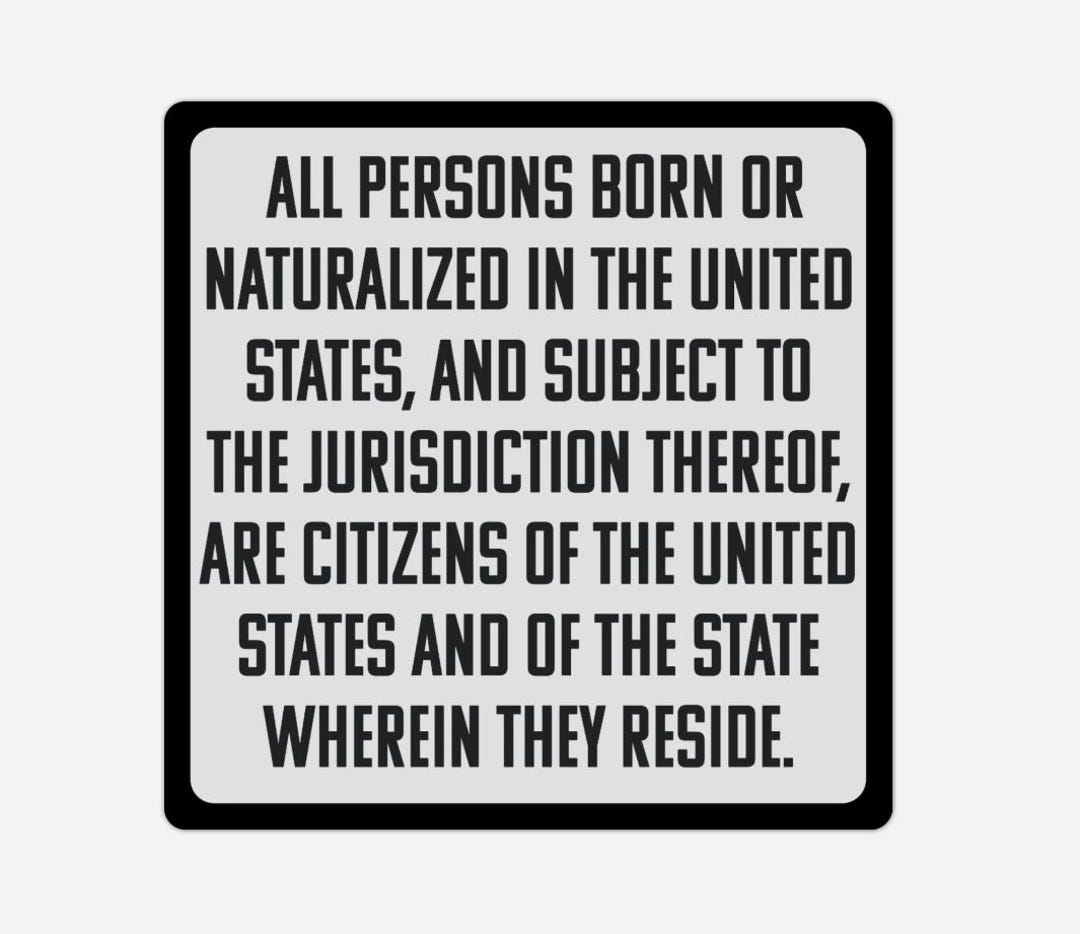 Stickers 14th Amendment Protect Birthright Citizenship Plastic Stickers ...